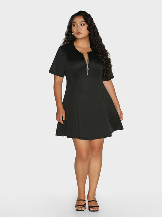 Zipper Ring Silk Dress