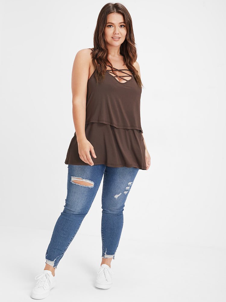 Tiered  Crisscross Front Cami Top