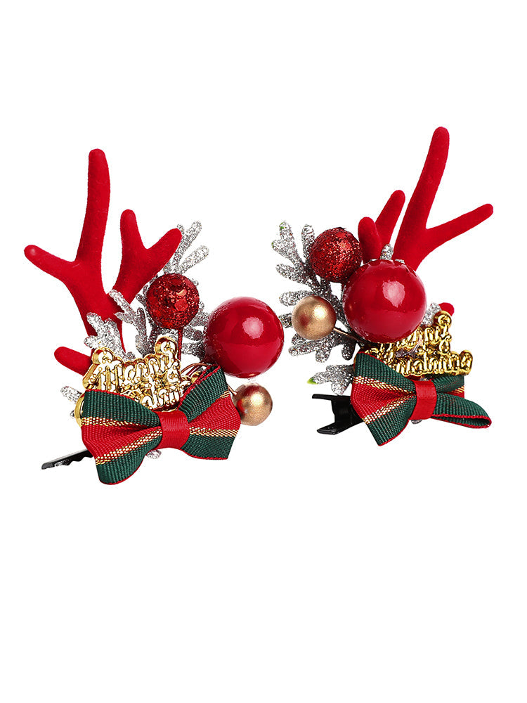2 Pack Antler & Bow Decor Hairclips