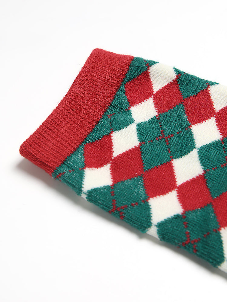 4 Pack Snowflake & Argyle Pattern Crew Socks