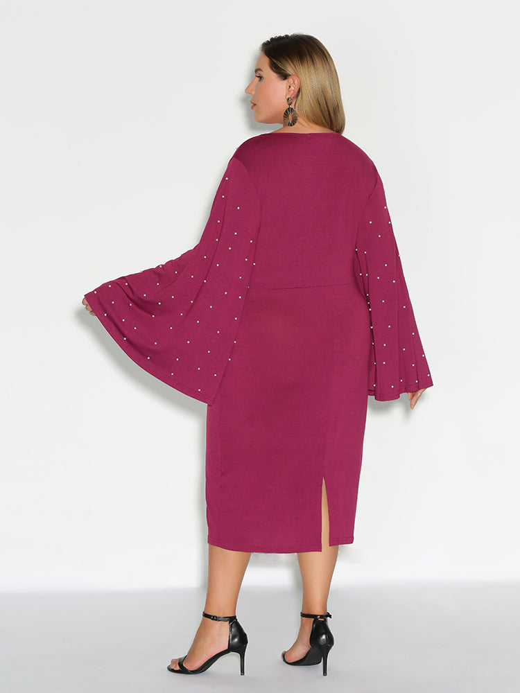 Pearls Flounce Sleeve Dress