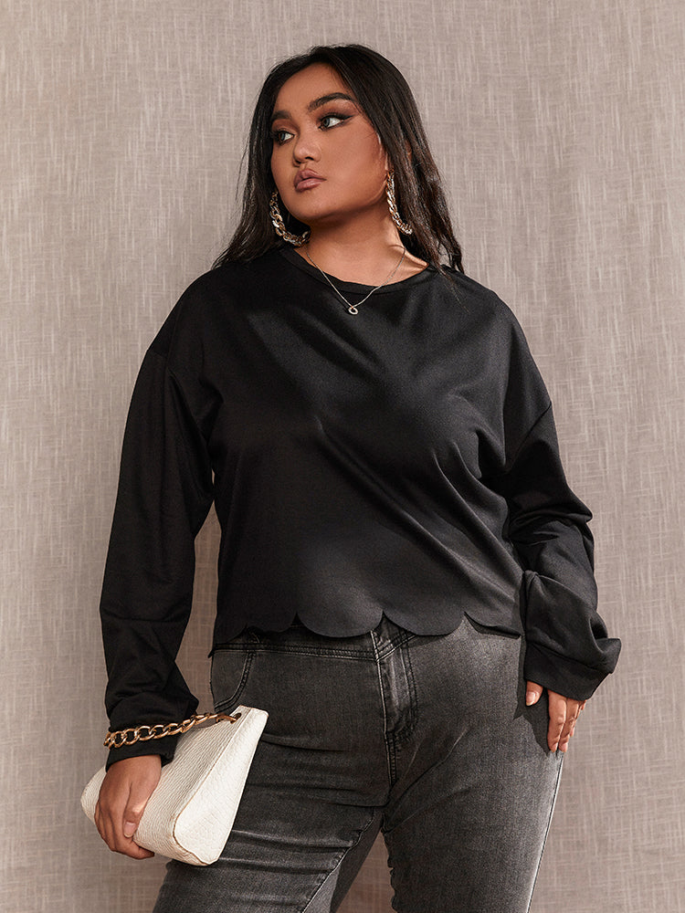 Wave Hem lLong Sleeve T-shirt