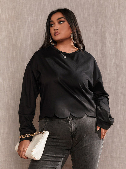 Wave Hem lLong Sleeve T-shirt