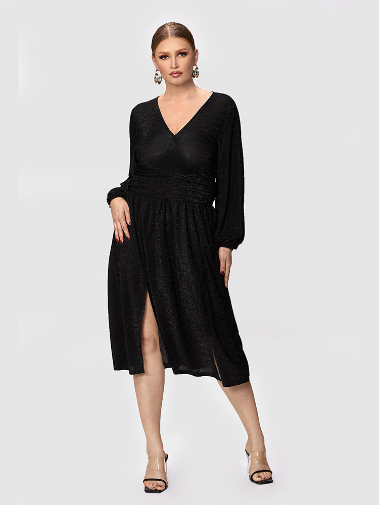 High Split V-neck Dress