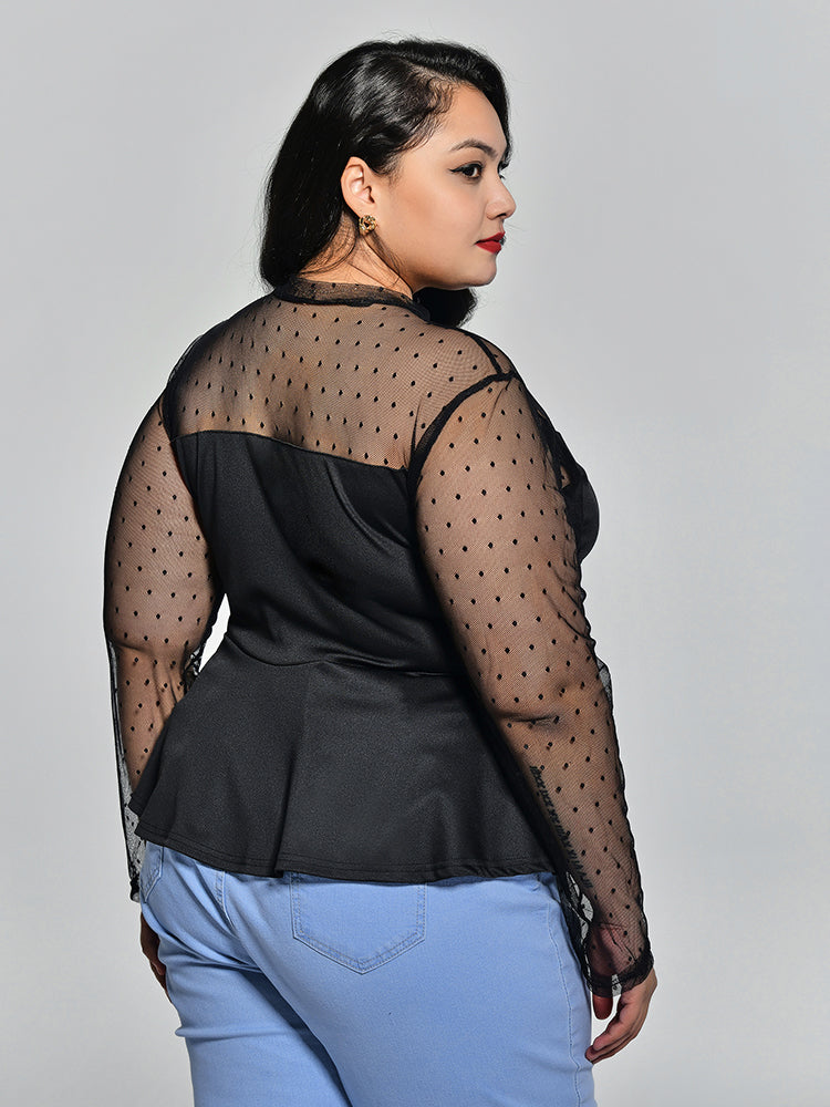 Polka Dot Mesh Blouse