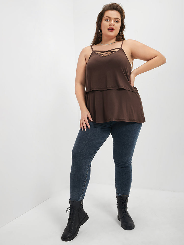 Tiered  Crisscross Front Cami Top