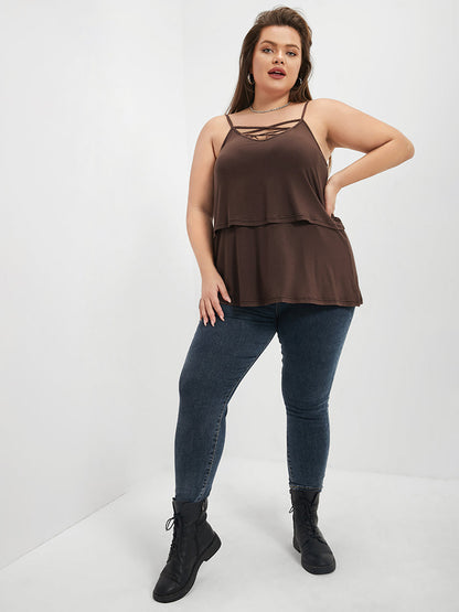 Tiered  Crisscross Front Cami Top
