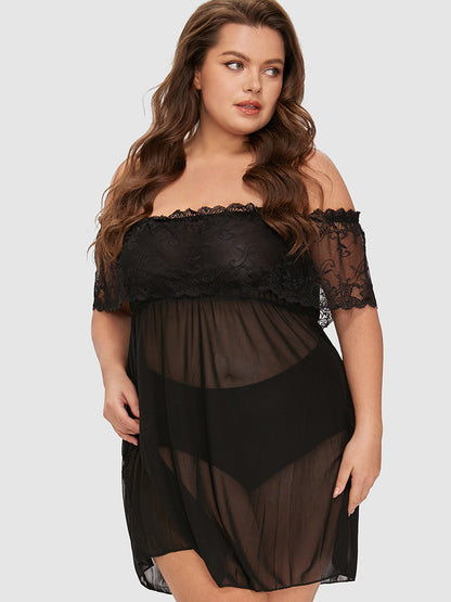Lace Mesh Sheer Night Dress Without Panty