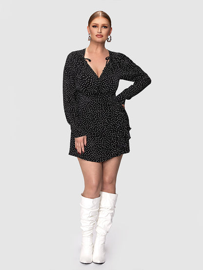 Polka Dot Drawstring Dress