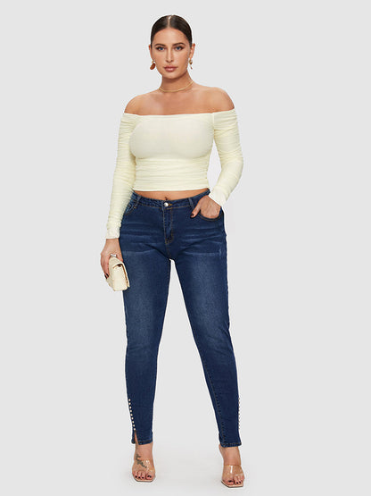 Off Shoulder Side Ruched T-shirt