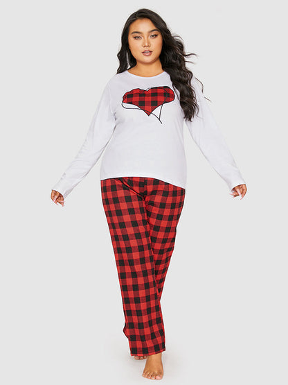 Heart Pattern Tartan Lounge Set