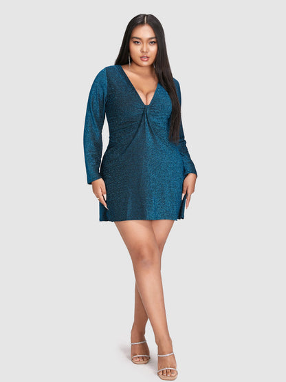 Deep V Neck Glitter Dress