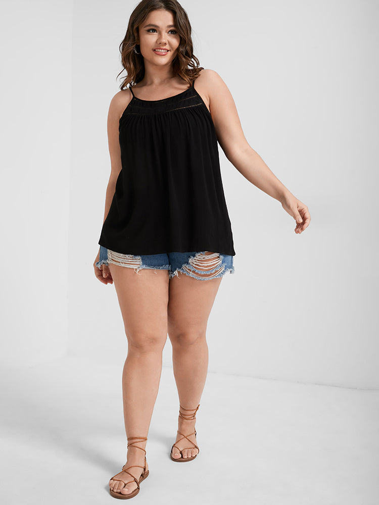 Solid Lace Patchwork Cut Out Cami Top