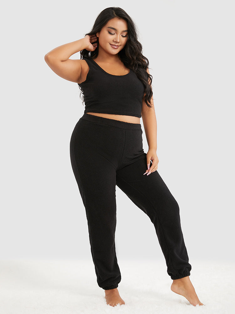 3pcs Solid Teddy Lounge Set