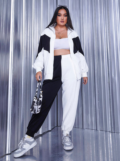 Black and White Contrast High Waist Pants