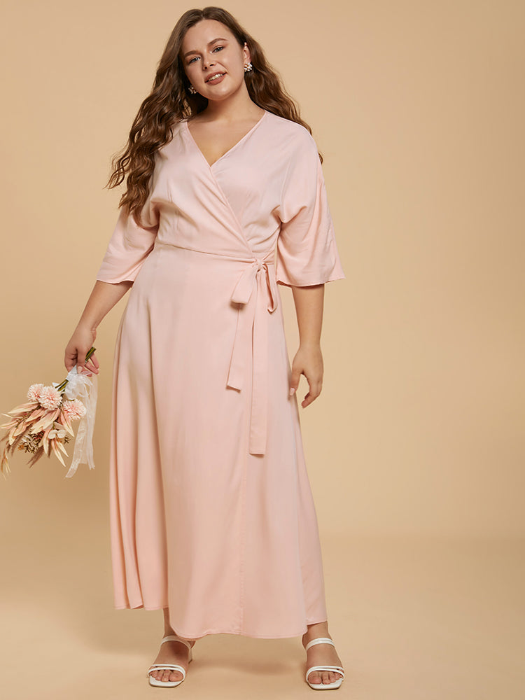 Plain Side Knot Wrap Maxi Dress