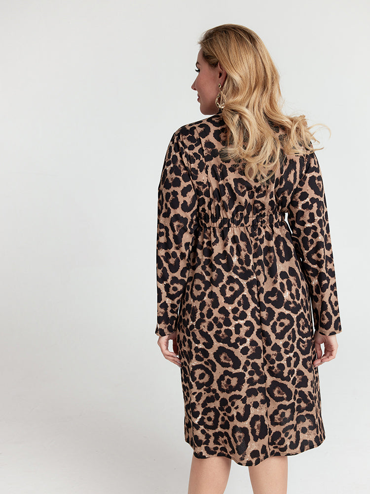 Leopard Tie Neck Dress