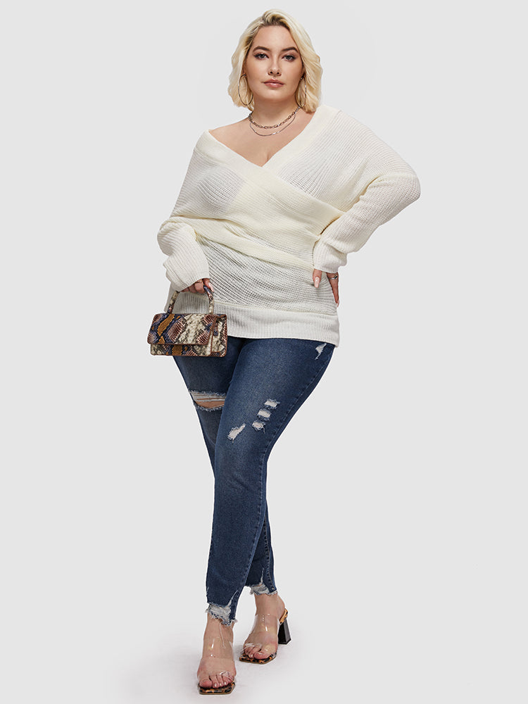 Surplice Wrap Solid Sweater