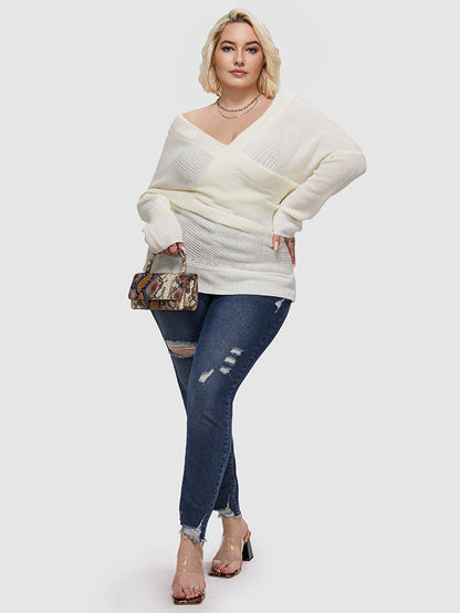 Surplice Wrap Solid Sweater