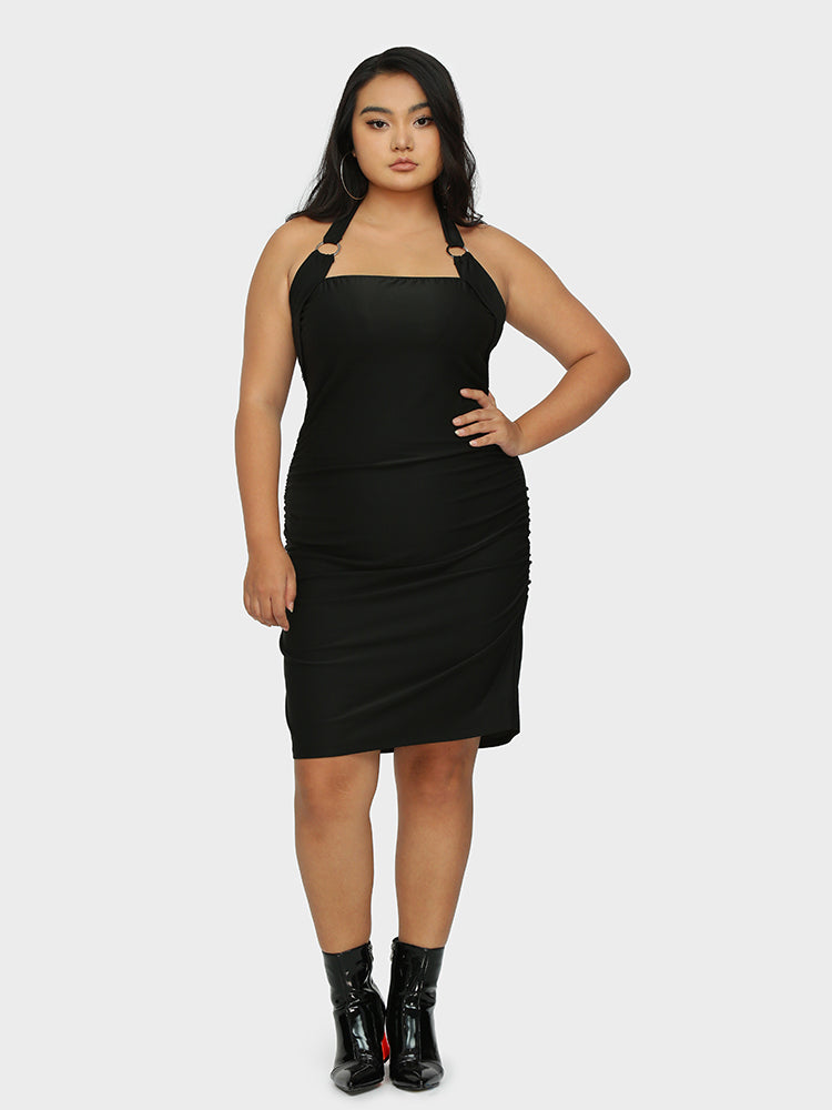 Ring Halter Neck Backless Dress