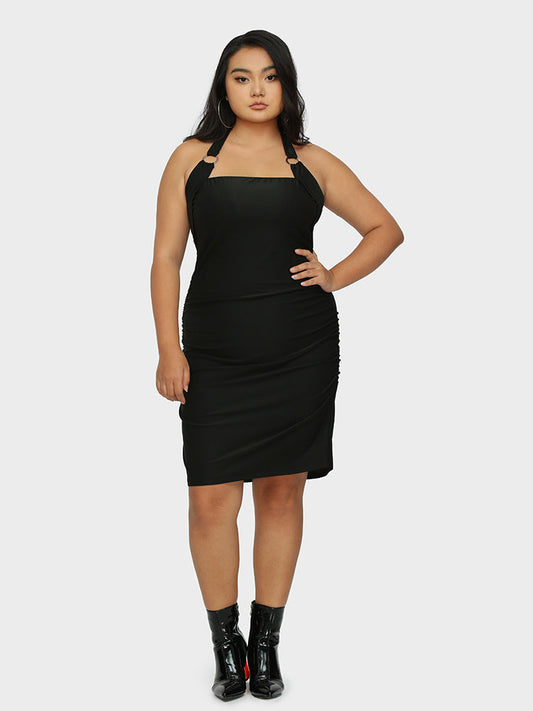 Ring Halter Neck Backless Dress