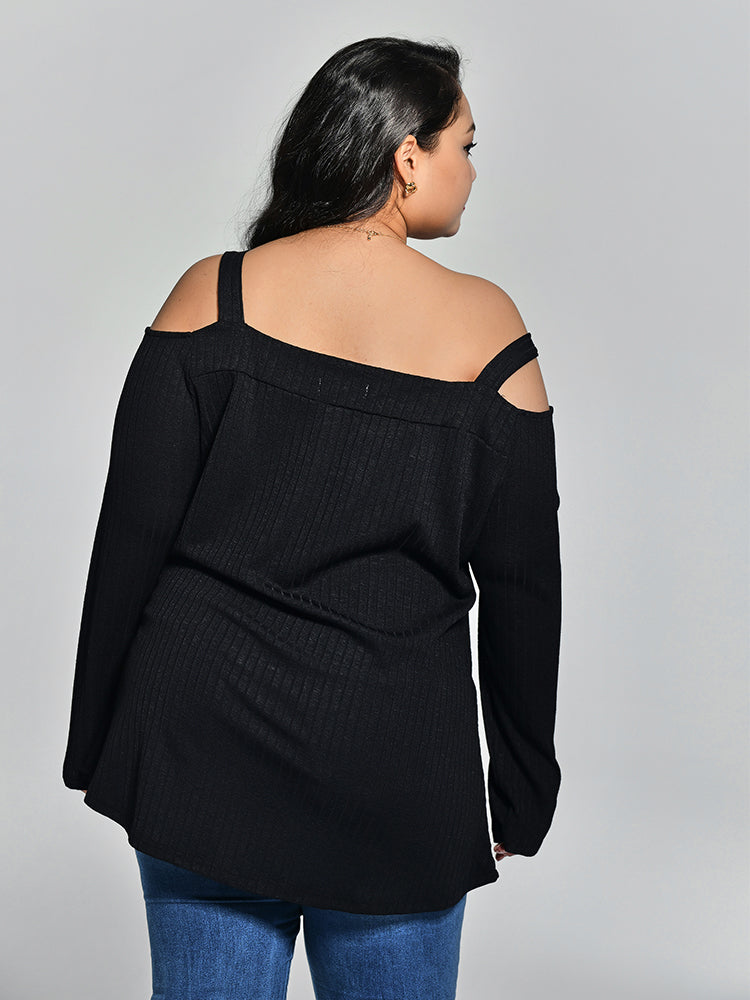 Suspender Hollow Out Knit Tops