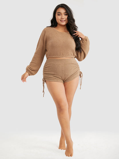 Flannel Side Drawstring Lounge Set