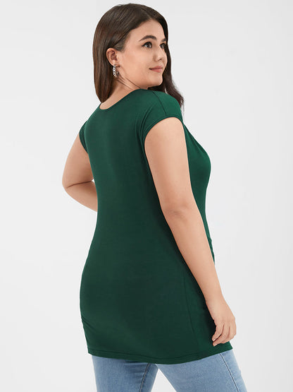 Solid Dolman Sleeve Gathered Modal T-shirt