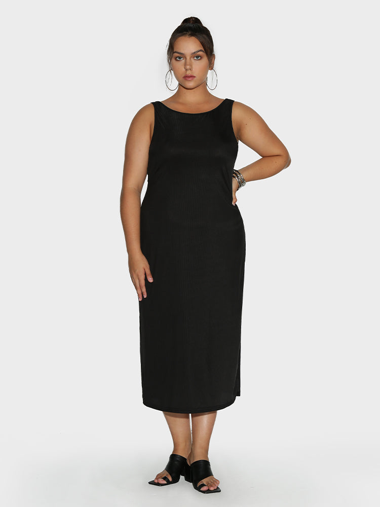 Back Cut Out Split Hem Dress