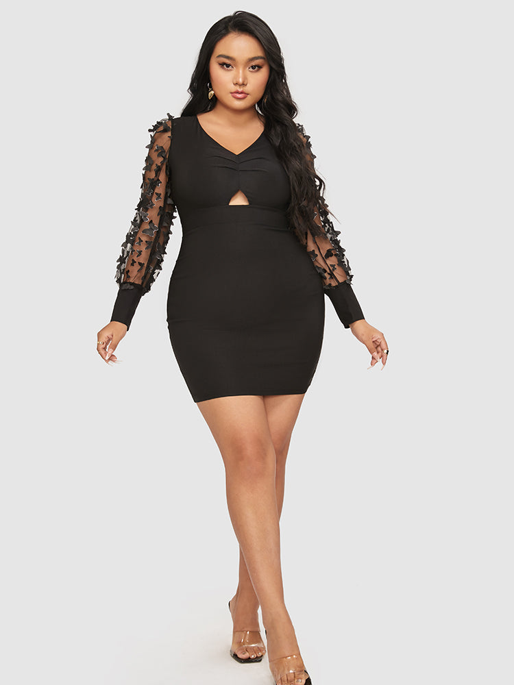 Butterfly Patched Cut Out Bodycon Dress