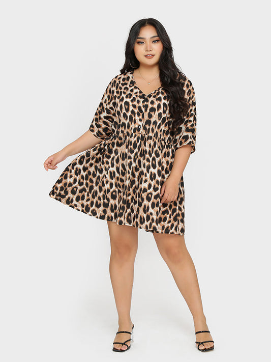 Leopard Button Mini Dress