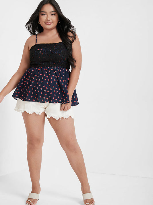 Strawberries Crochet Lace Ruffles Cami Top