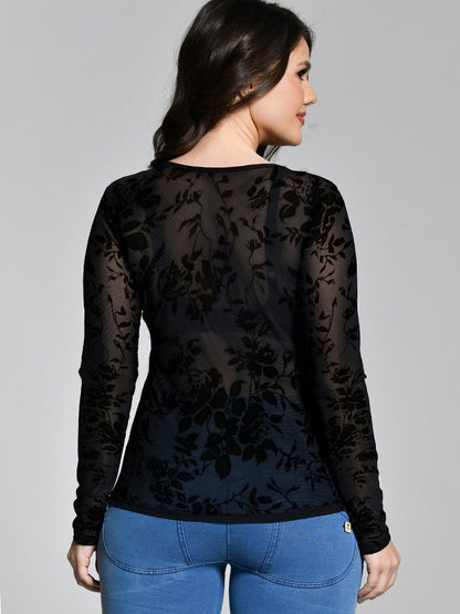 Floral Mesh Sheer T-shirt