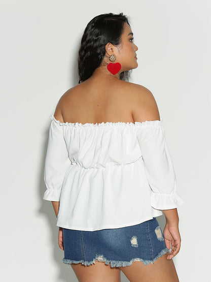 Frill Trim Off Shoulder Blouse