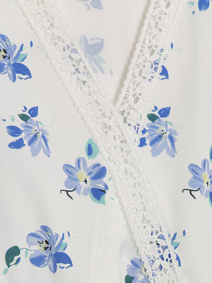 Ditsy Floral Lace Neck Dress