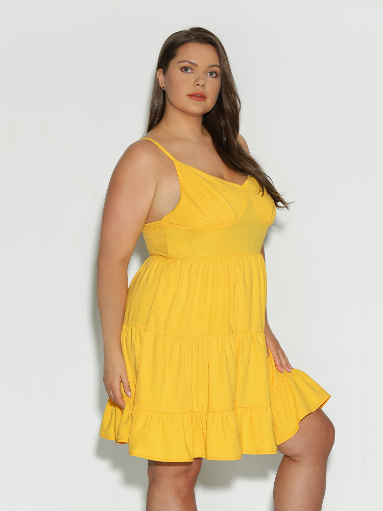 Ruffle Hem Backless Cami Dress