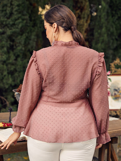 Chiffon Swiss Dot Babydoll Blouse