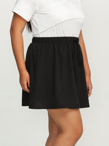 Basic Solid Pull-On Mini Skirt