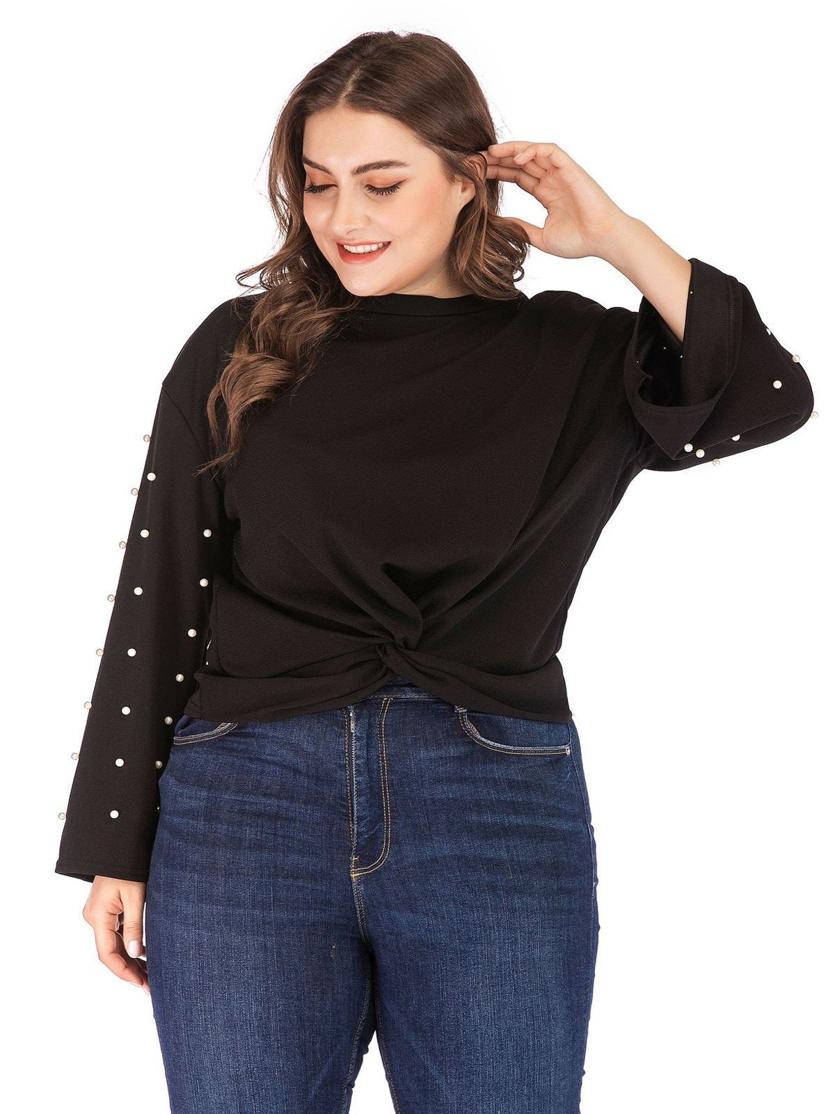 Pearl Sleeve Twist T-shirt