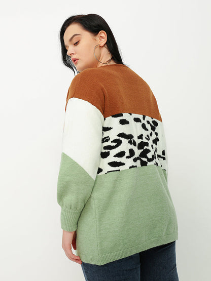 Leopard Color Block Cardigan