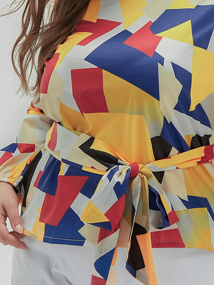 Bowknot Colorblock Loose Blouse