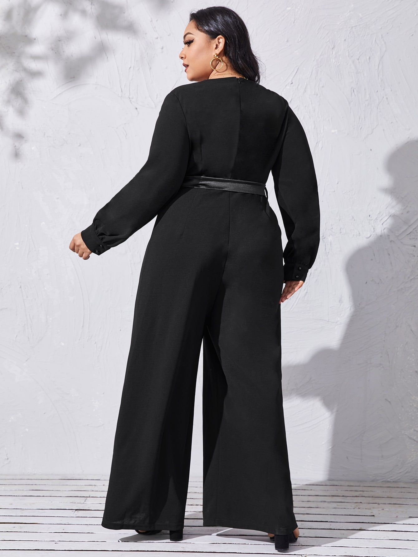 Surplice Neck Palazzo Jumpsuit With Belt