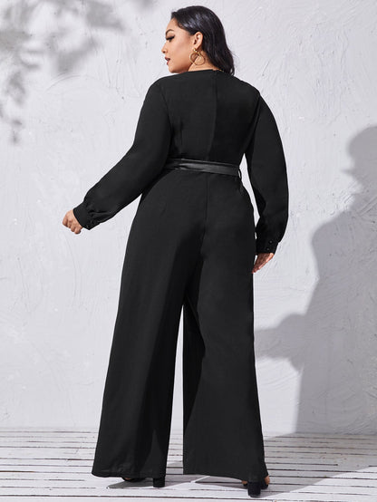 Surplice Neck Palazzo Jumpsuit With Belt