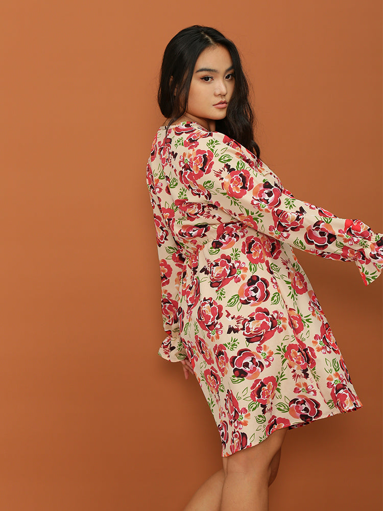 Long Sleeve Floral Print Dress