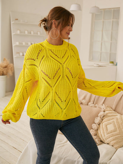 Solid Cut Out Crew Neck Sweater