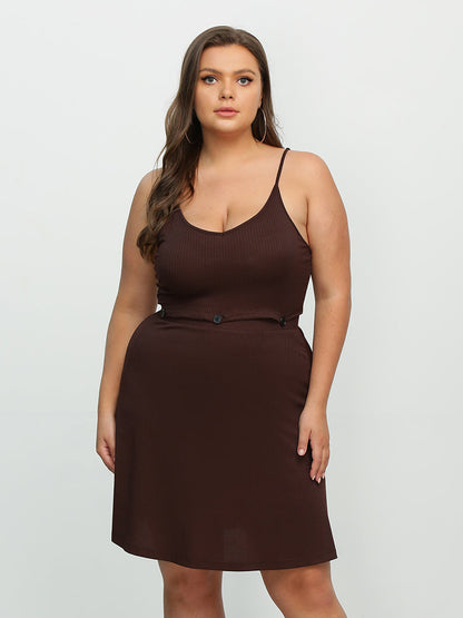 Button Waist Backless Cami Dress