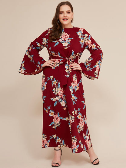 Floral Printed Flared Sleeves Dress