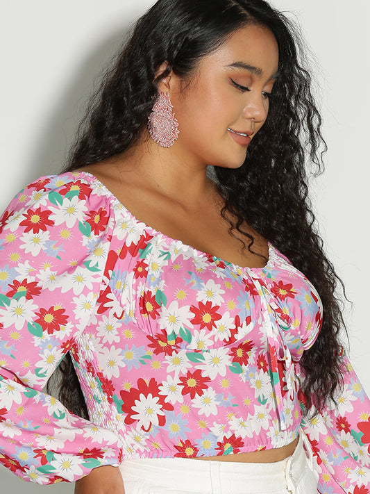 Ditsy Floral Scoop Neck Blouse