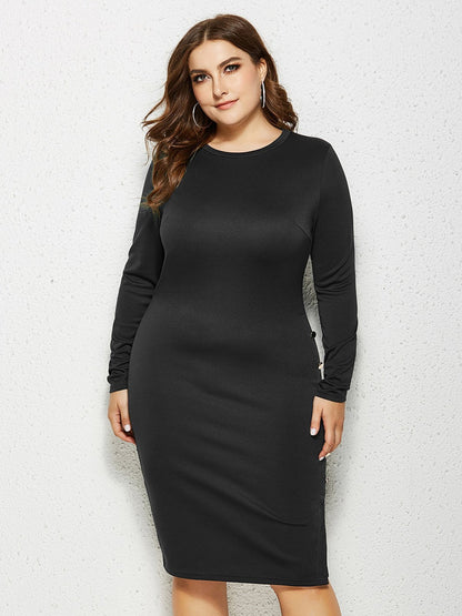 Button Solid Slim Fit Dress