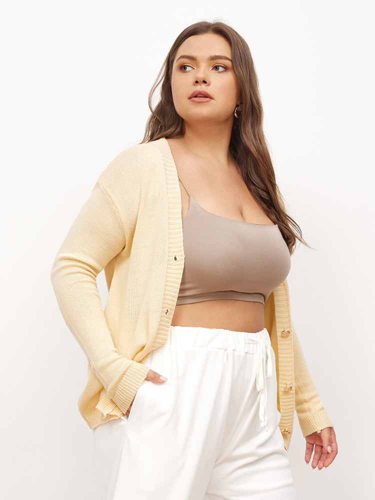 Solid Button Through Cardigan